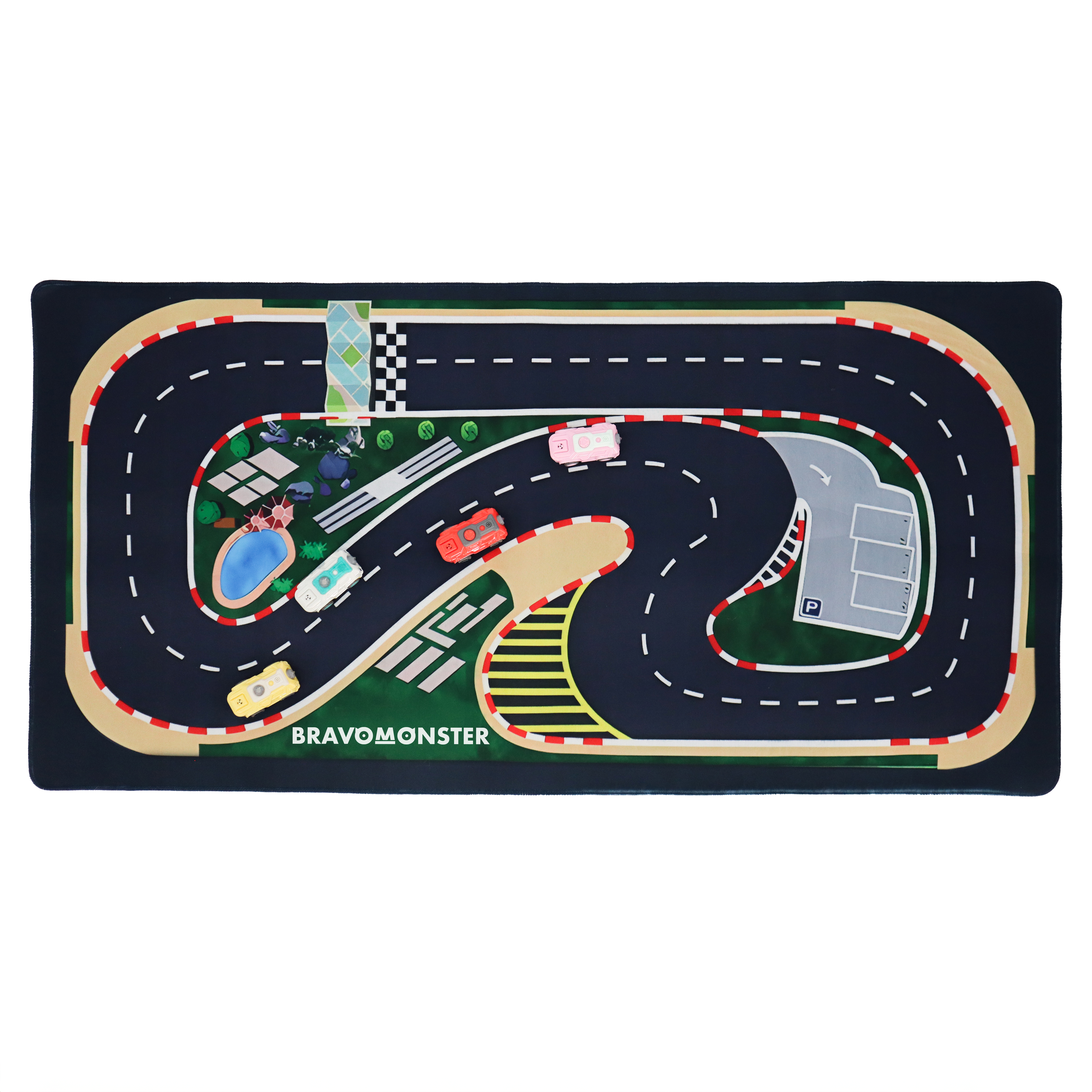 MICRO RC CARS AND RACE MAT BUNDLE 1:72 RECHARGEABLE 2 PACK RC CARS + CUSTOM BRAVOMONSTER MAT