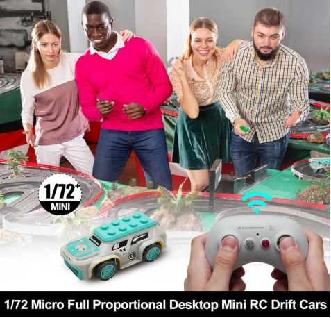 Micro RC Car 1:72 Full Proportional Mini Remote Control Racing Car Red