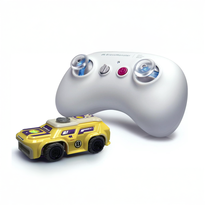 Micro RC Car 1:72 Full Proportional Mini Remote Control Racing Car Yellow